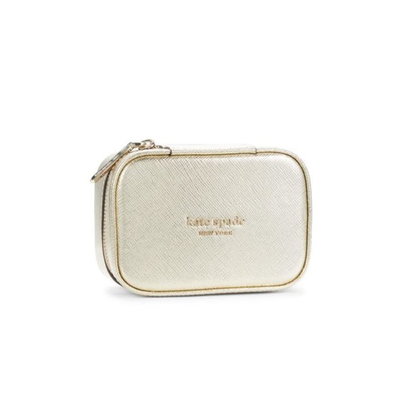 kate spade Handbags - Kate Spade Spencer Metallic Gold Saffiano Leather Jewelry Case